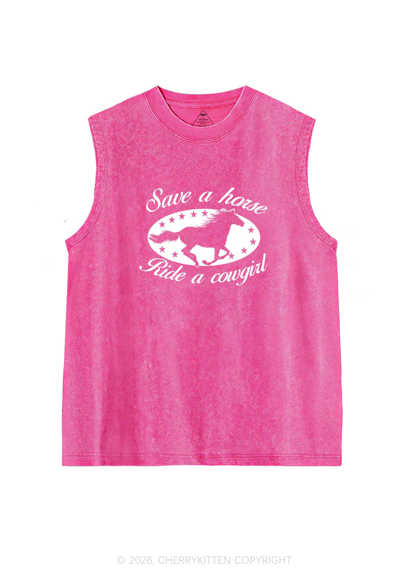 Star Horse Cowgirl Pride Y2K Washed Muscle Tank Cherrykitten