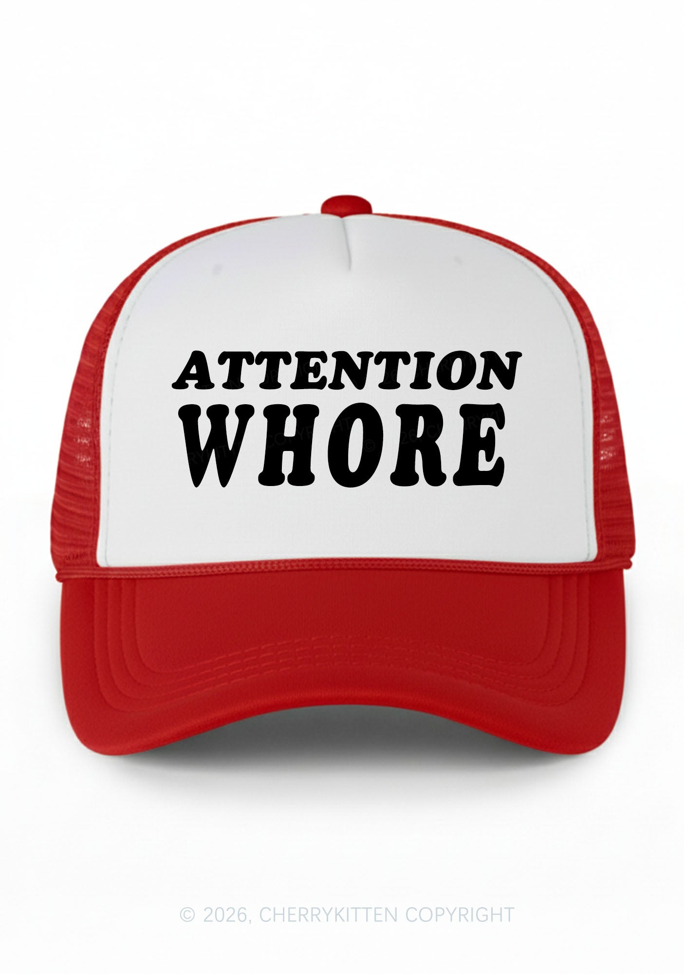Attention Hore Y2K Colorblock Trucker Hat Cherrykitten