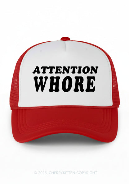Attention Hore Y2K Colorblock Trucker Hat Cherrykitten