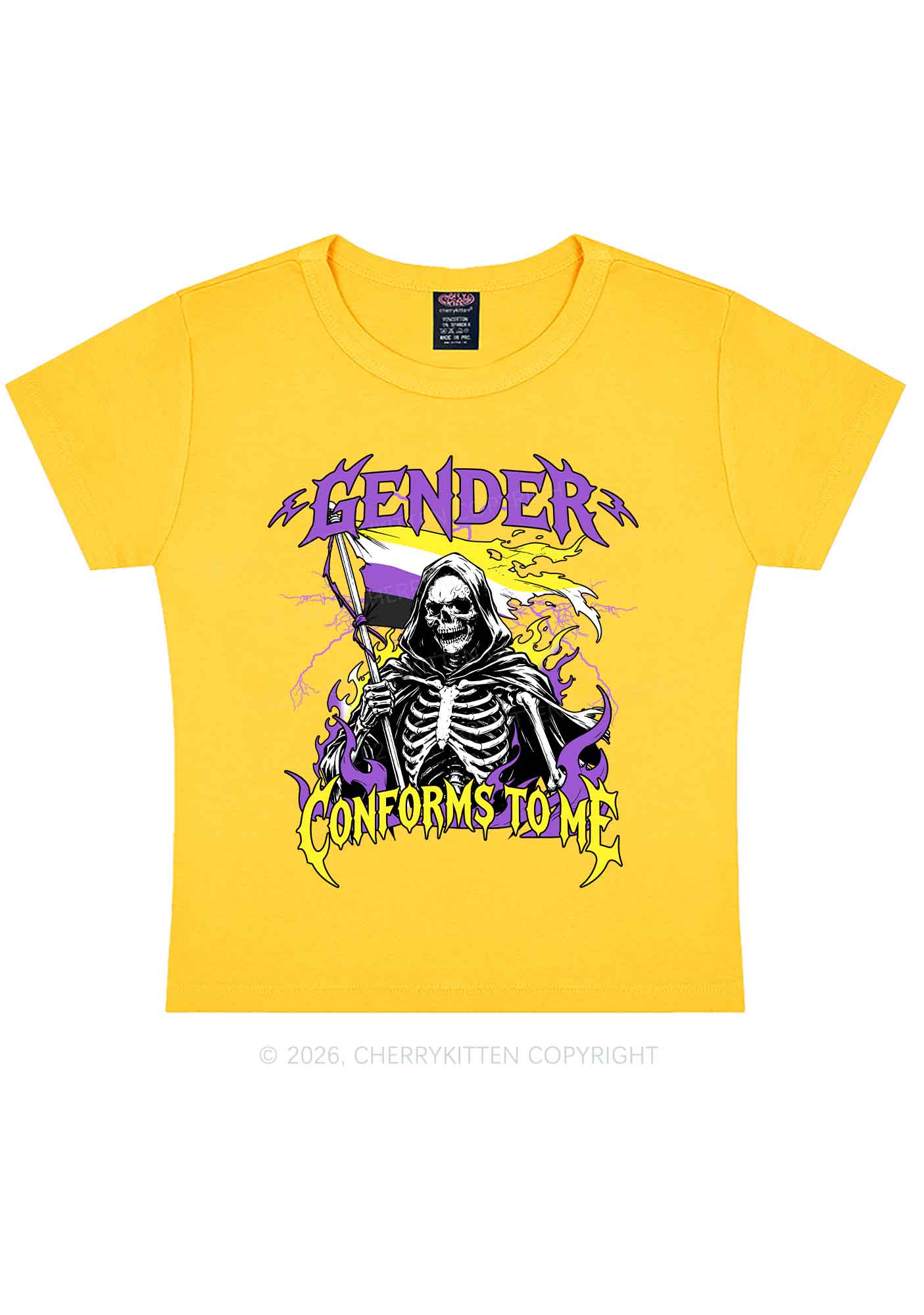 Gender Conforms To Me Pride Y2K Baby Tee Cherrykitten