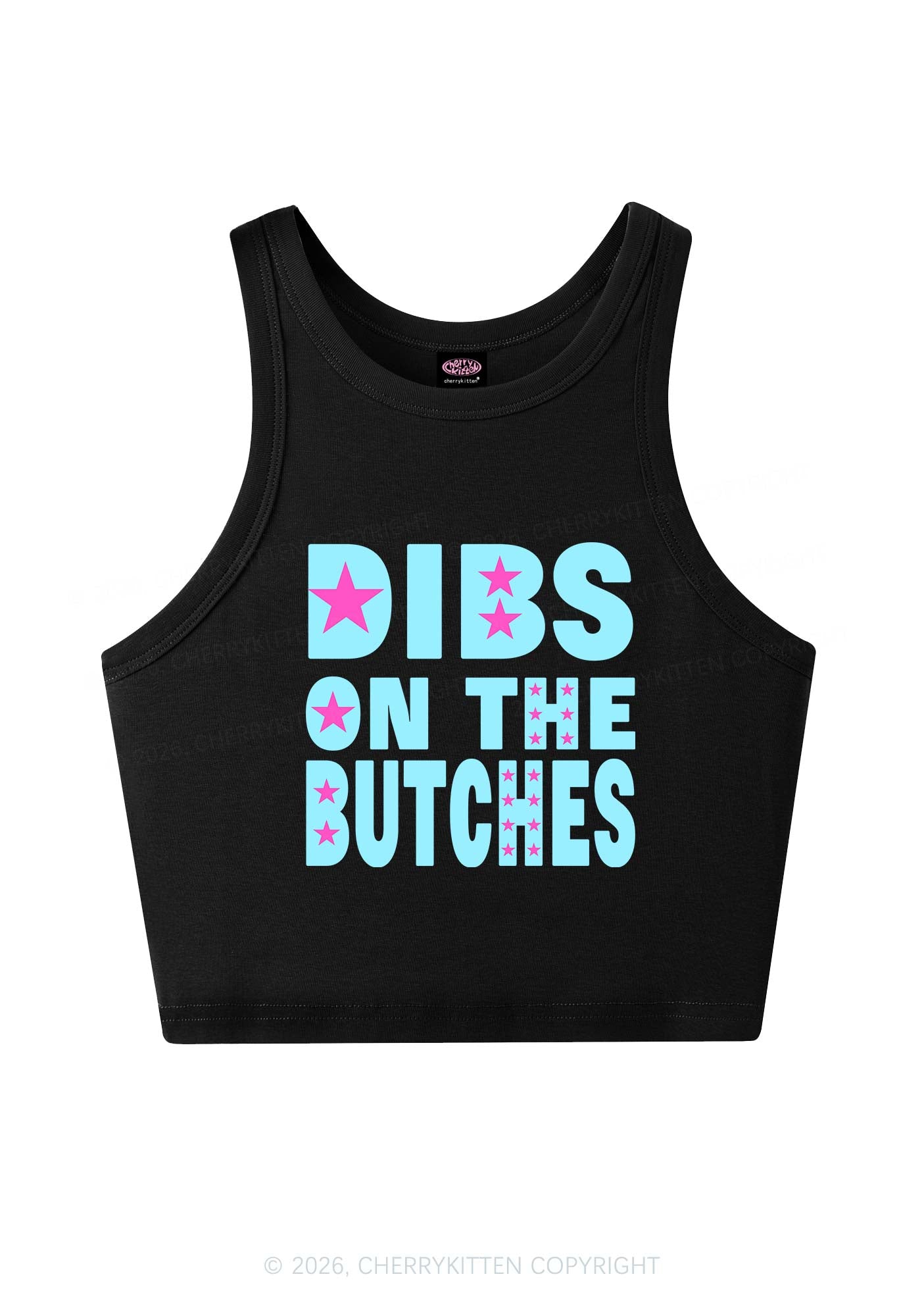 Dibs On The Butches Pride Y2K Crop Tank Top Cherrykitten