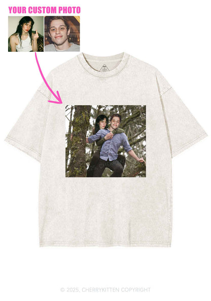 Custom Couple Face Y2K Shirts Washed Tee Cherrykitten
