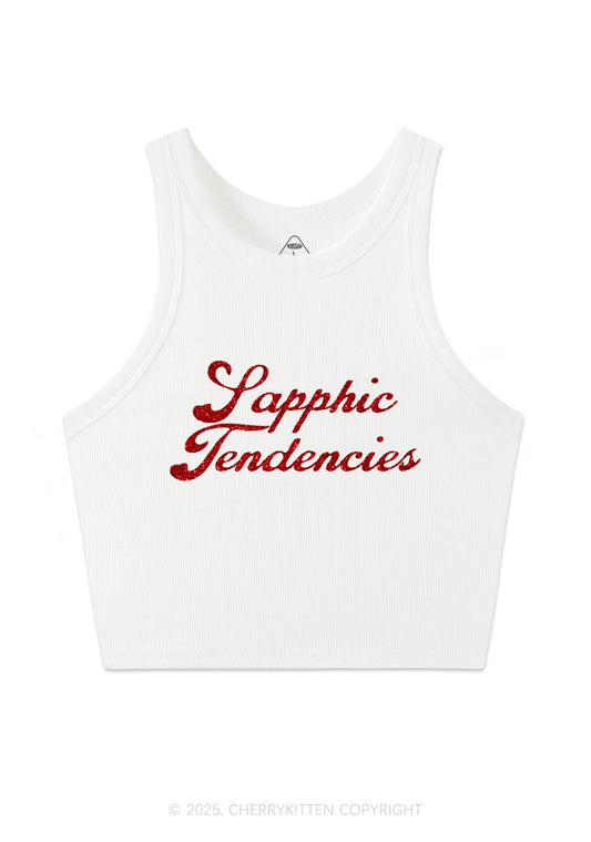 Glitter Sapphic Tendencies Pride Y2K Crop Tank Top Cherrykitten