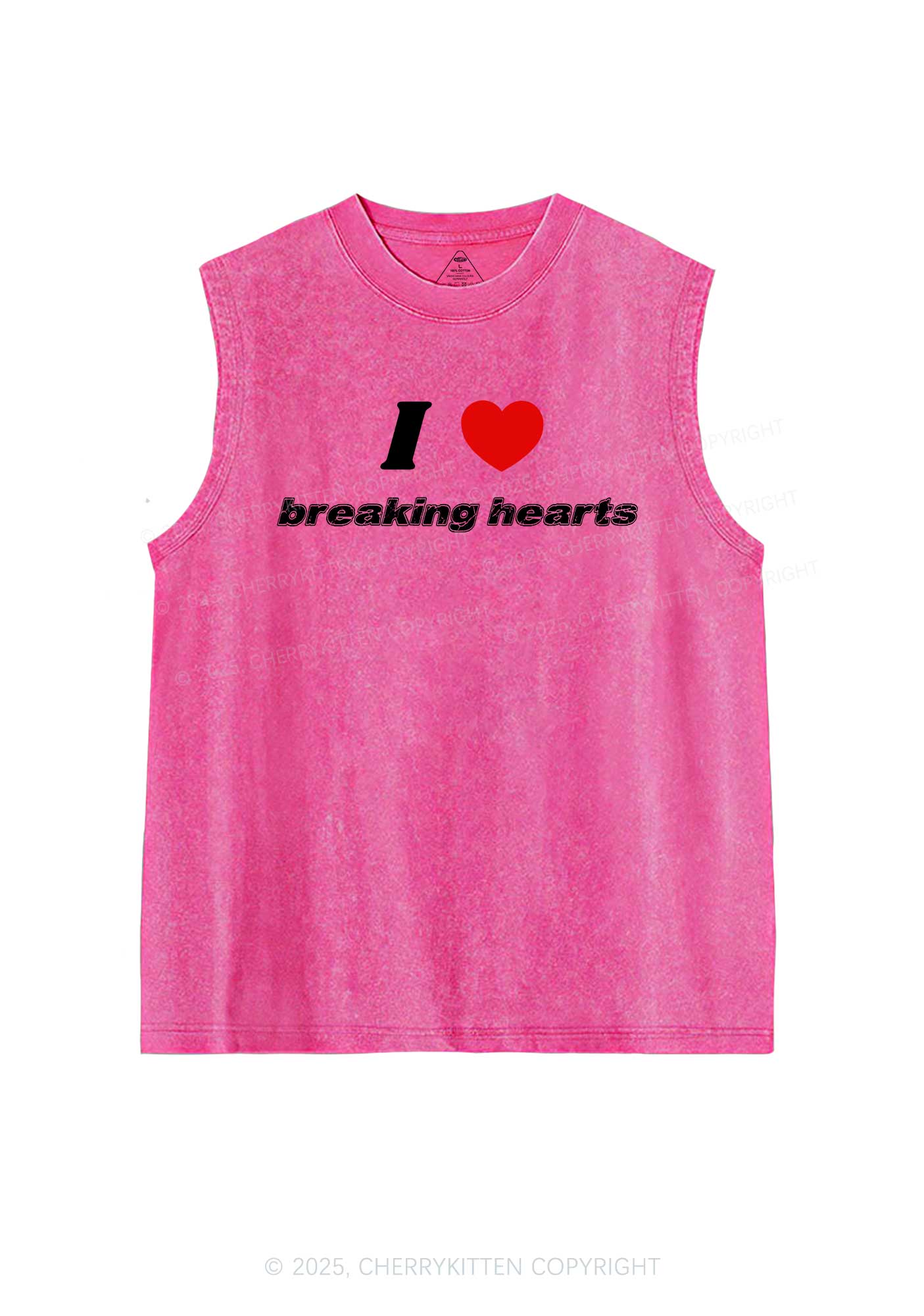 I Love Breaking Hearts Y2K Washed Muscle Tank Cherrykitten