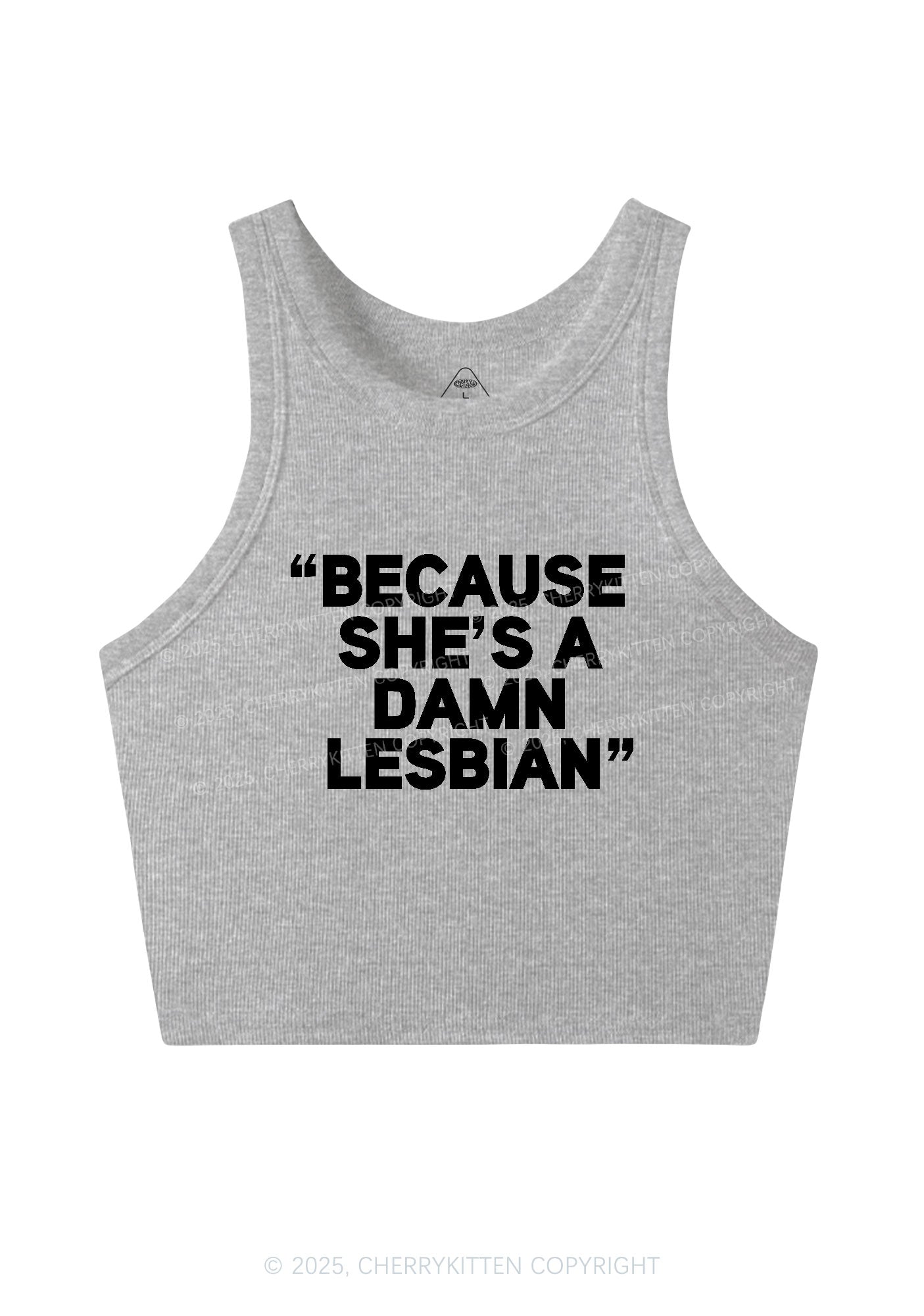 She's A Damn Lesbian Y2K Crop Tank Top Cherrykitten