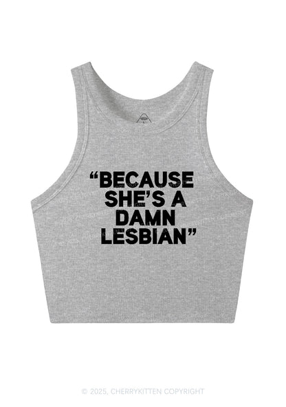 She's A Damn Lesbian Y2K Crop Tank Top Cherrykitten