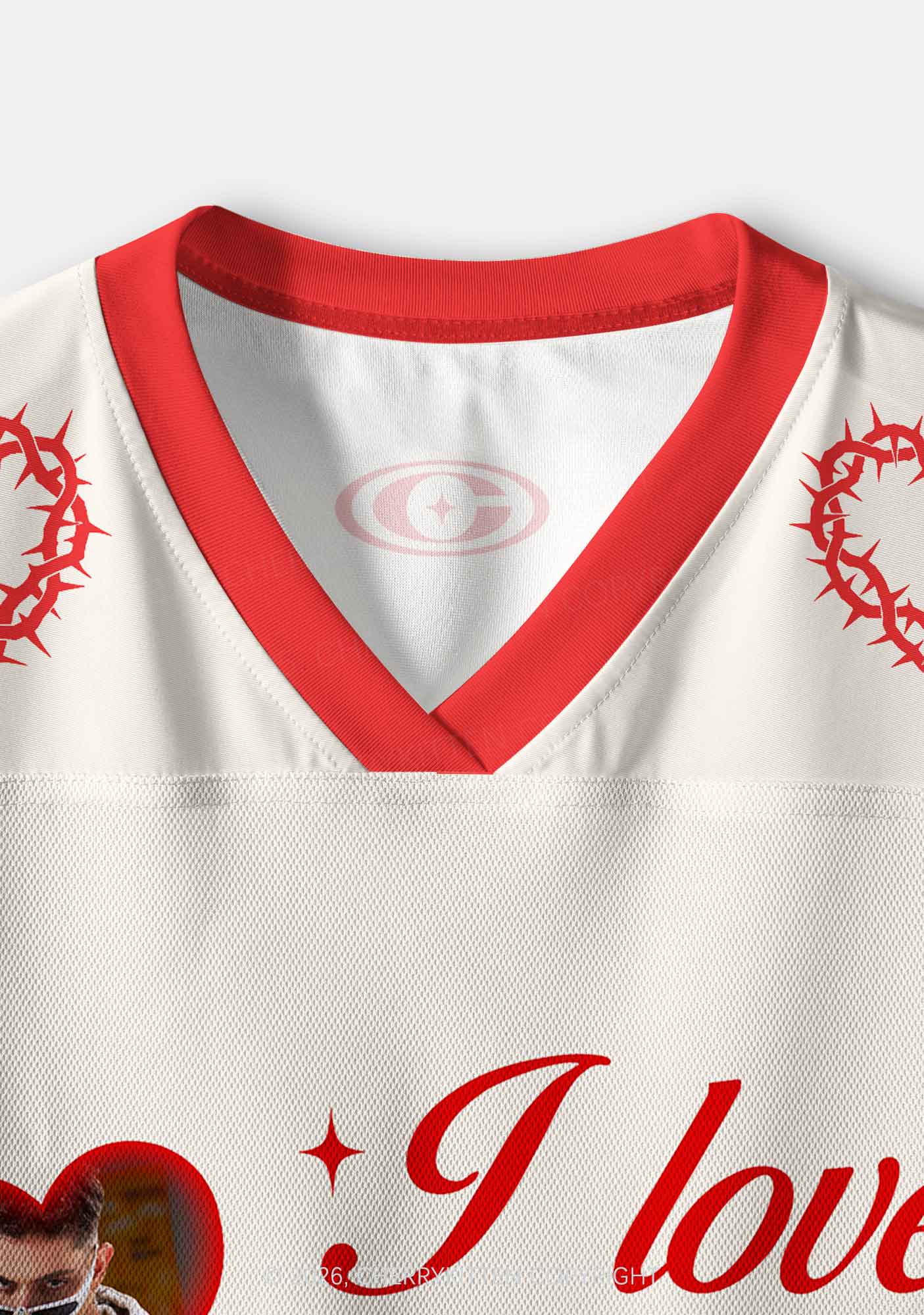 Creamy White Custom GF BF Photo Y2K Crop Sport Jersey Shirts Cherrykitten
