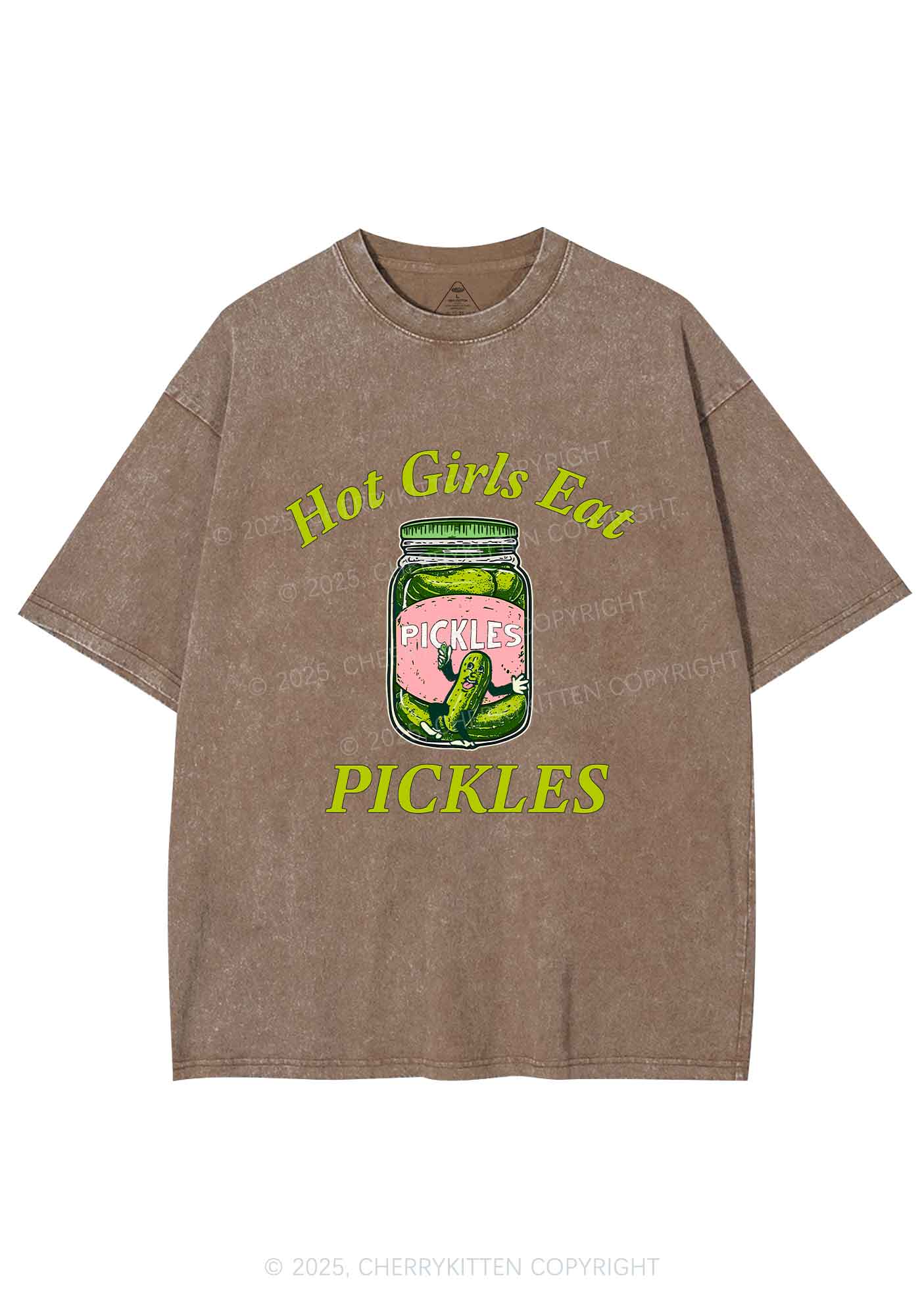 Hot Girls Eat Pickles Y2K Shirts Washed Tee Cherrykitten