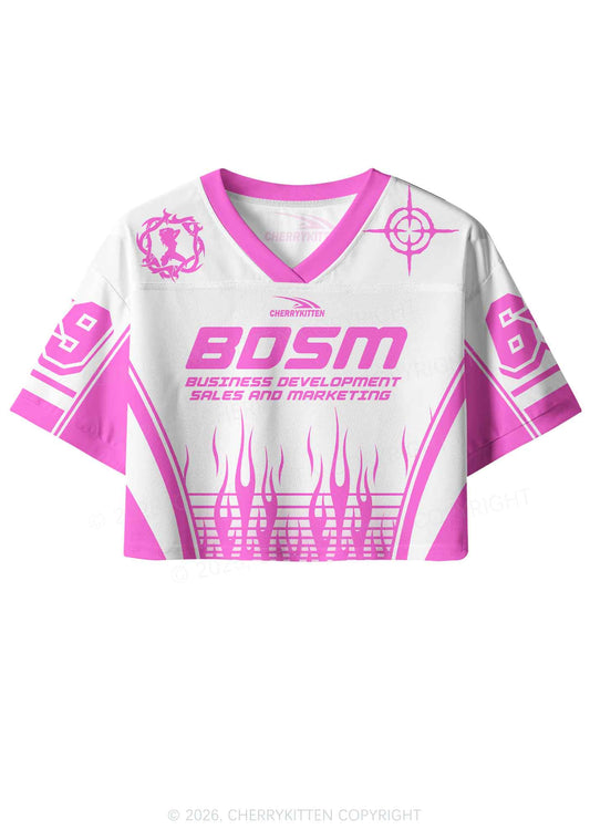 Pink Flame BDSM Y2K Crop Sport Jersey Shirts Cherrykitten