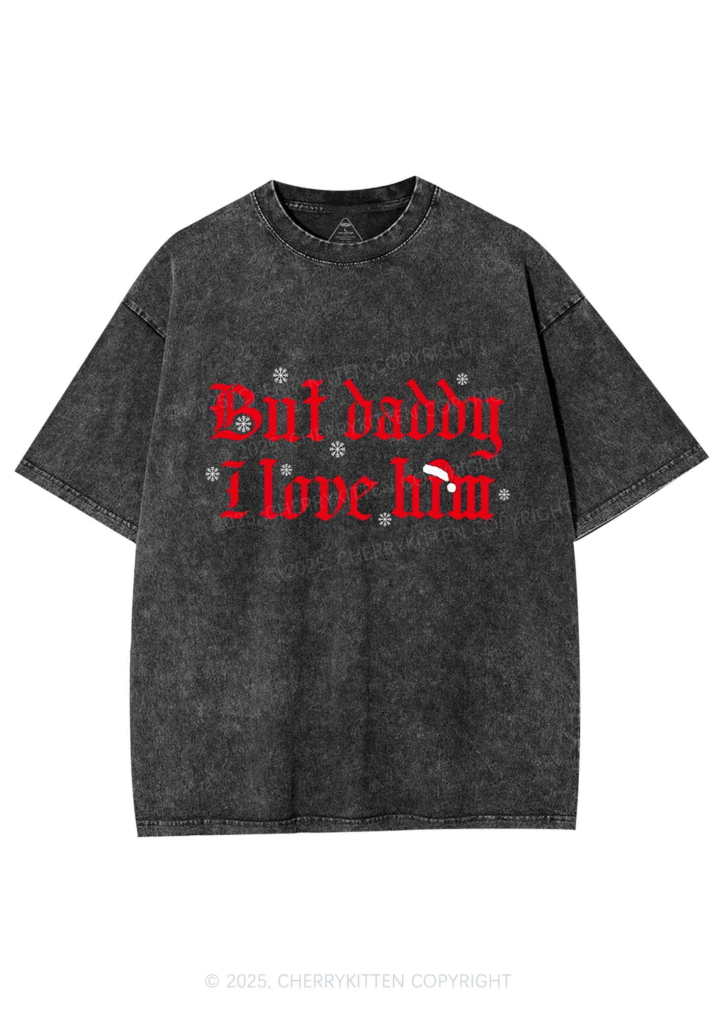 Christmas Daddy I Love Him Y2K Shirts Washed Tee Cherrykitten