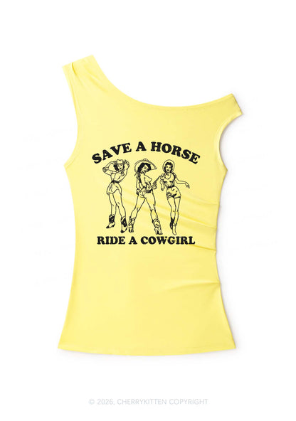 Ride A Cowgirl Pride Y2K Off Shoulder Tank Top Cherrykitten