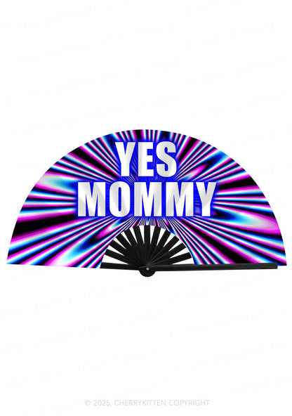 Yes Mommy Y2K Rave Hand Fan Cherrykitten