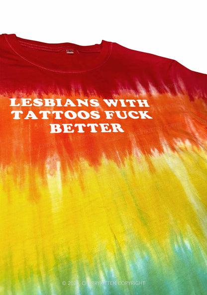 Lesbians With Tattoos Y2K Tie Dye Shirts Cherrykitten