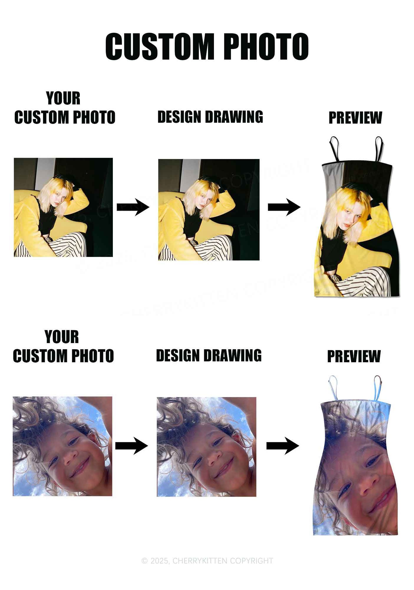 Custom Personalized Photo Y2K Print Slip Dress Cherrykitten