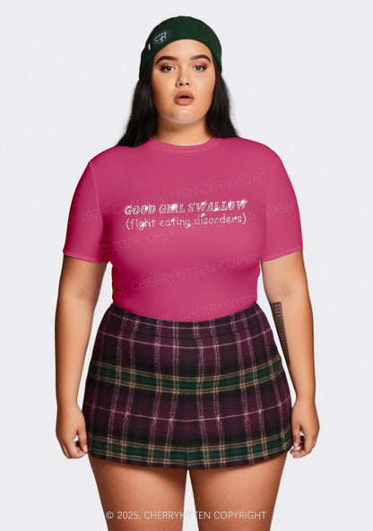 Curvy Rhinestone Good Girls Swallow Y2K Baby Tee Cherrykitten