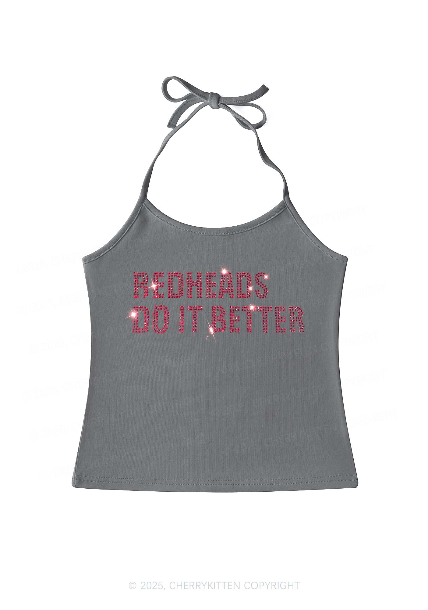 Rhinestone Redheads Do It Better Y2K Halter Neck Cami Cherrykitten