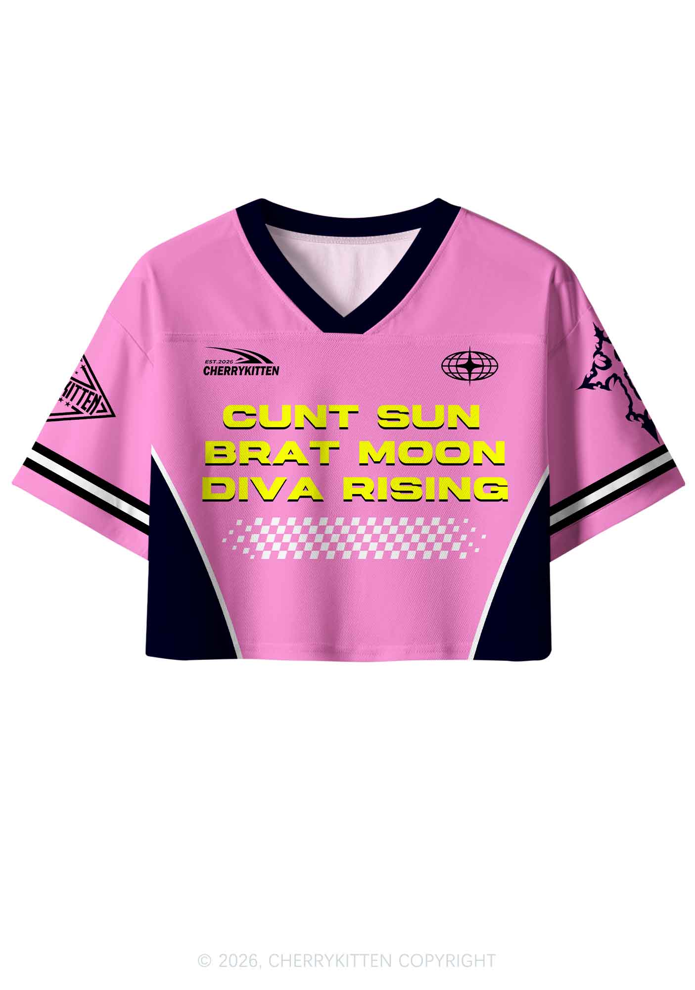 Cxxt Sun Brat Moon Diva Rising Y2K Crop Sport Jersey Shirts Cherrykitten