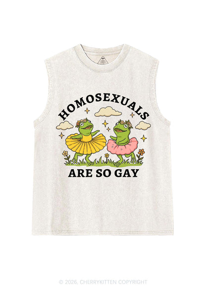 Homosexuals Are So Gay Pride Y2K Washed Muscle Tank Cherrykitten