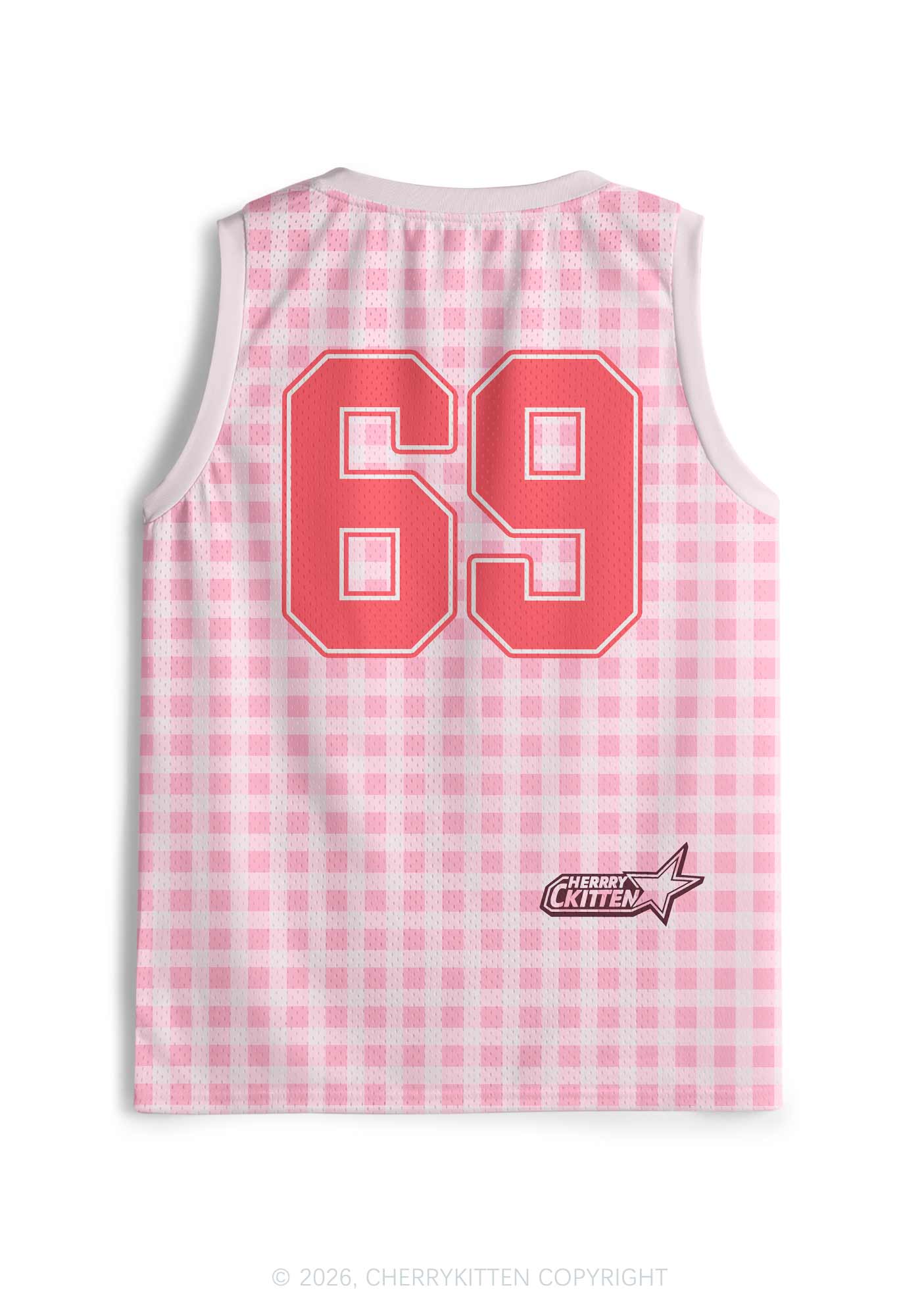 Lesbian Princess Cake Pink Plaid Pride Y2K Sport Jersey Tank Cherrykitten