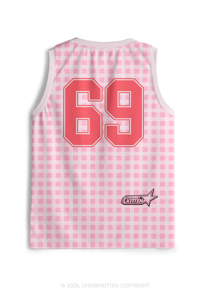 Lesbian Princess Cake Pink Plaid Pride Y2K Sport Jersey Tank Cherrykitten