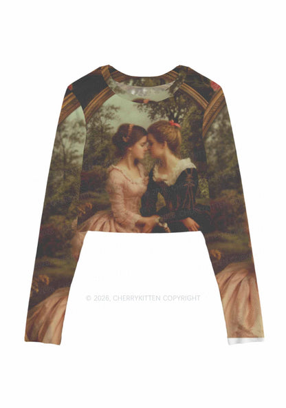 Whispers Girls Pride Y2K Mesh Long Sleeve Crop Top Cherrykitten