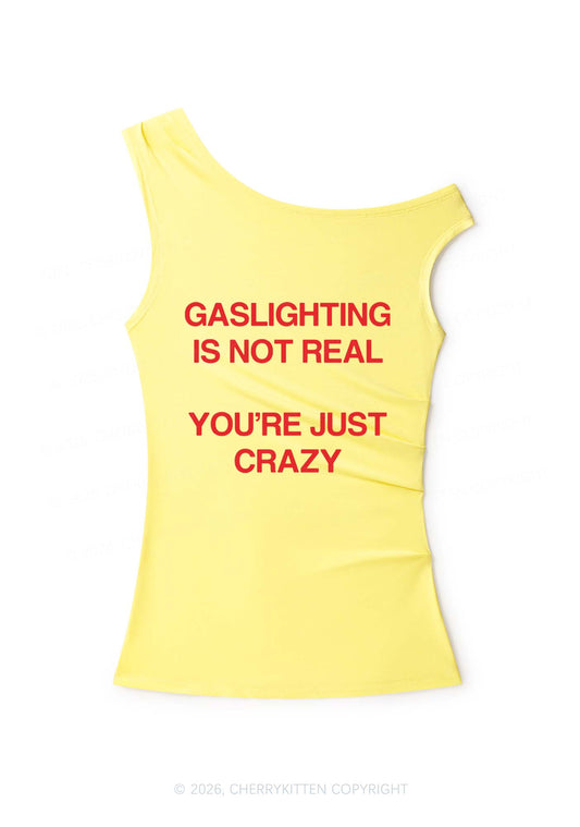 Gaslighting Not Real Y2K Off Shoulder Tank Top Cherrykitten