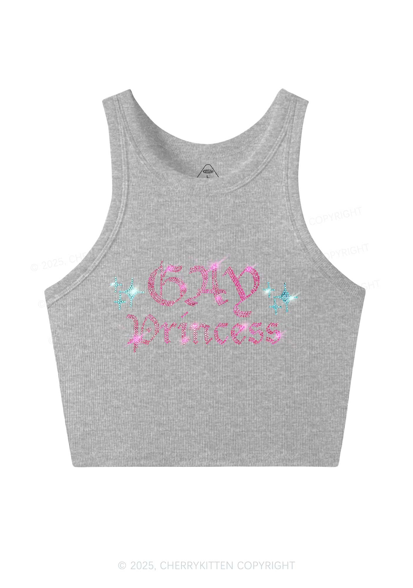 Rhinestone Gay Princess Pride Y2K Crop Tank Top Cherrykitten
