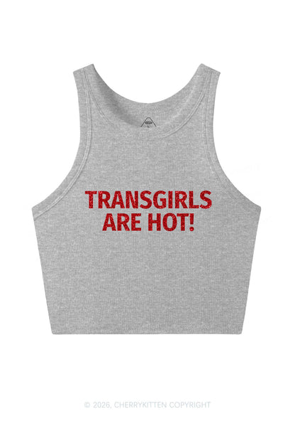 Glitter Transgirls Are Hot Pride Y2K Crop Tank Top Cherrykitten