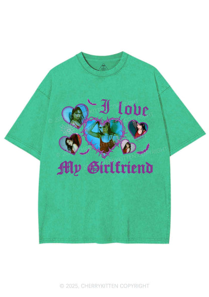 Custom Halloween Girlfriend Photos Y2K Shirts Washed Tee Cherrykitten