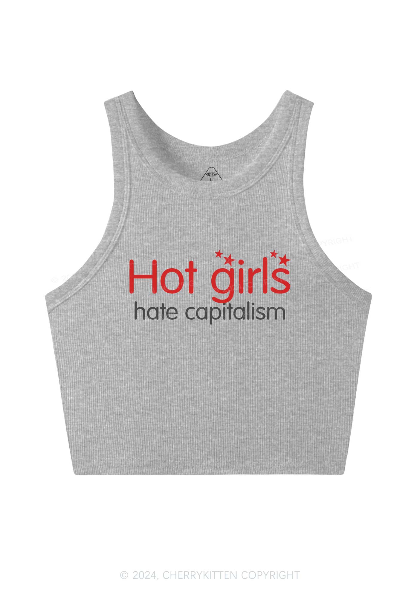 Hot Girls Hate Capitalism Y2K Crop Tank Top Cherrykitten