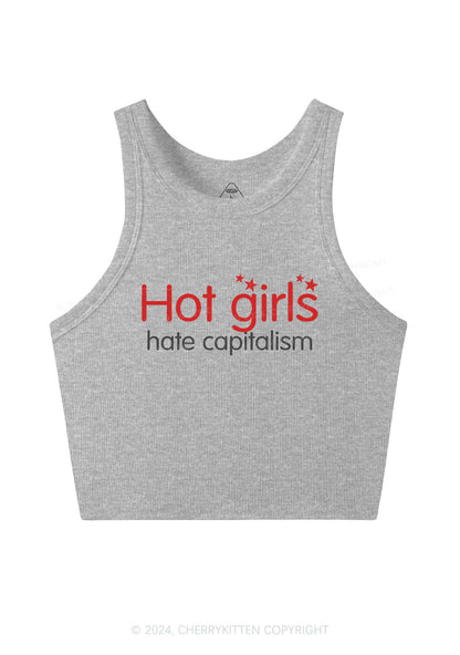 Hot Girls Hate Capitalism Y2K Crop Tank Top Cherrykitten