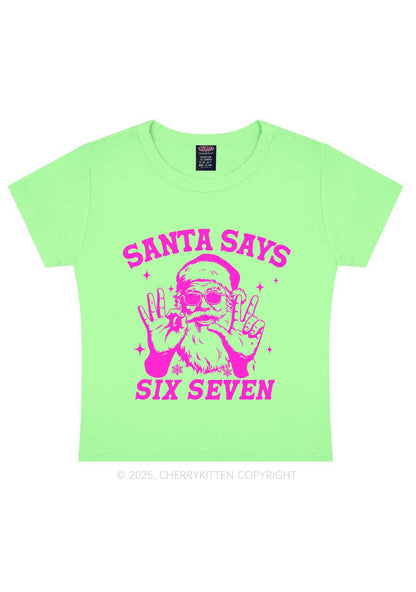 Christmas Santa Says Six Seven Y2K Baby Tee Cherrykitten
