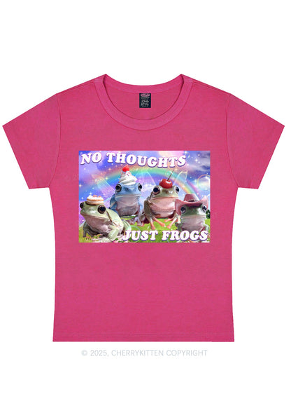 No Thoughts Just Frogs Y2K Baby Tee Cherrykitten