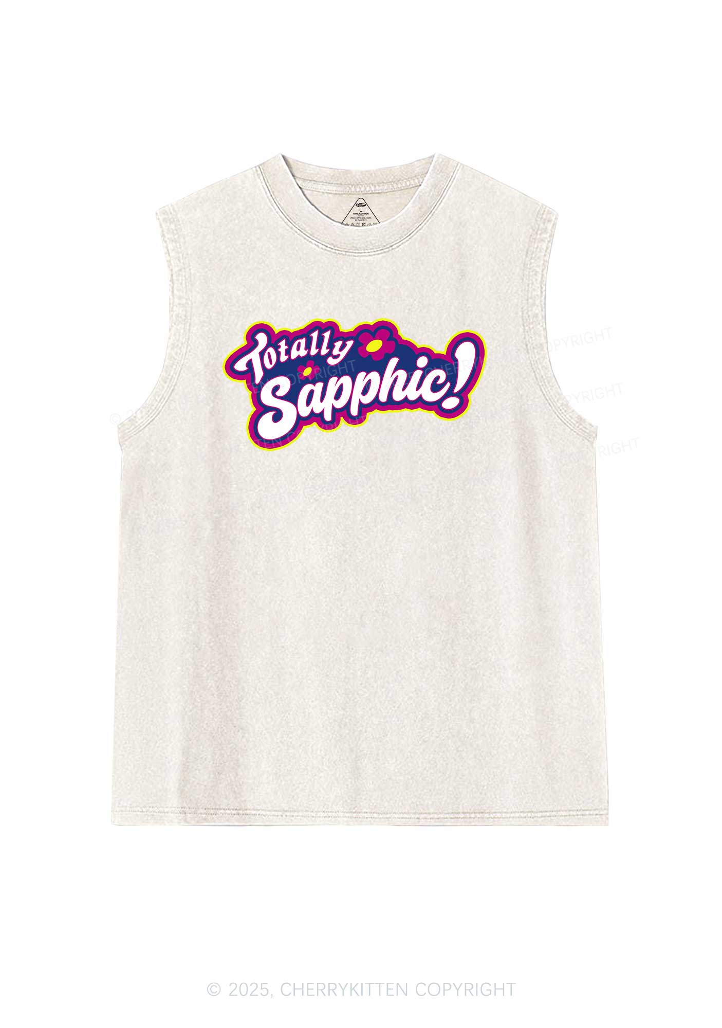 Totally Sapphic Pride Y2K Washed Muscle Tank Cherrykitten