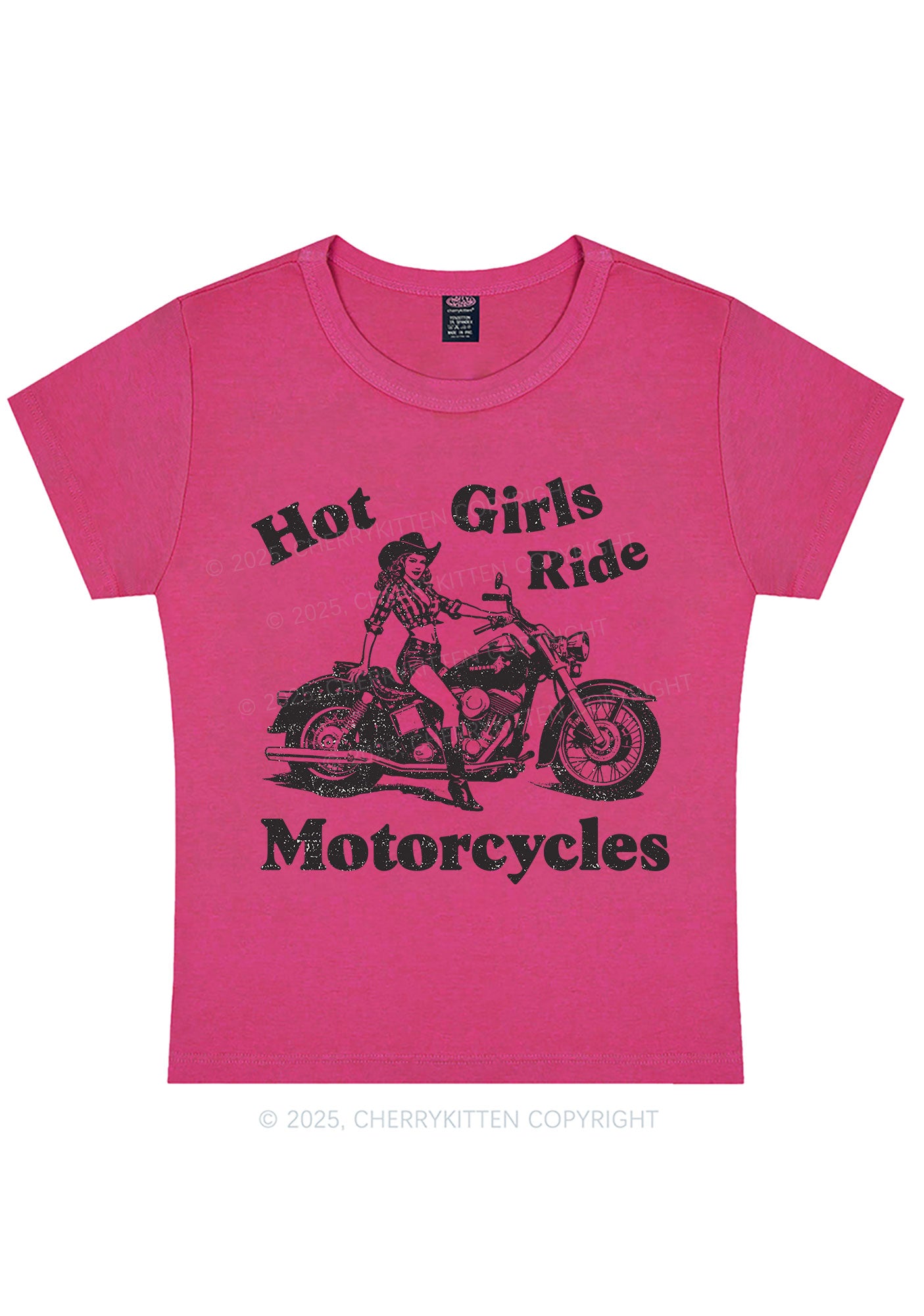 Curvy Hot Girls Ride Motorcycles Y2K Baby Tee Cherrykitten