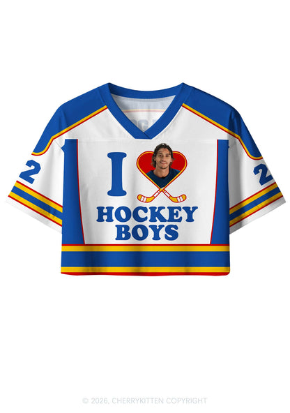 I Love Hockey Boy JL Y2K Crop Sport Jersey Shirts Cherrykitten