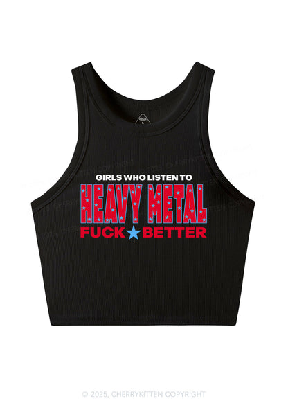 Girls Listen Heavy Metal Y2K Crop Tank Top Cherrykitten