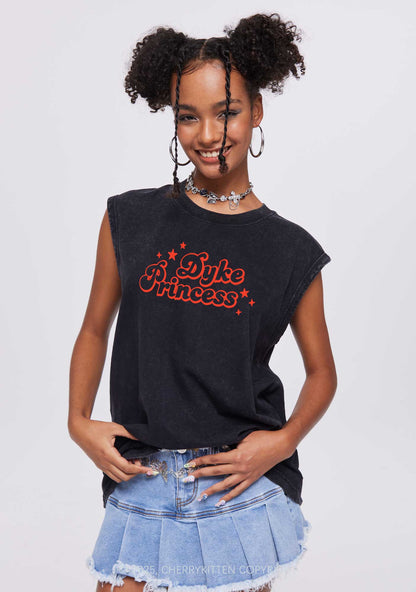 Dyke Princess Pride Y2K Washed Muscle Tank Cherrykitten