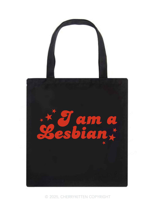 I'm Lesbian Pride Y2K Canvas Tote Bag Cherrykitten