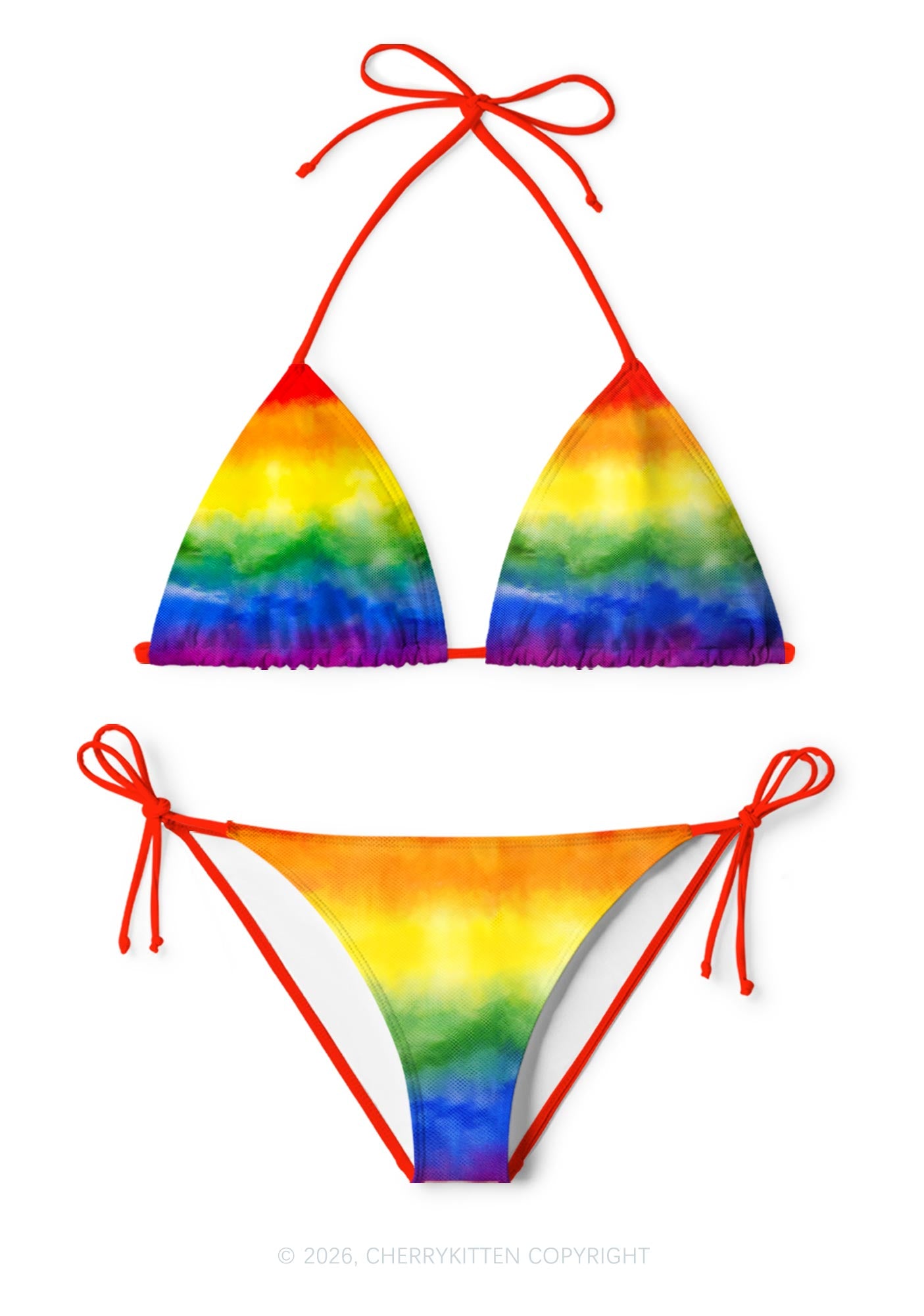 Rainbow Flag Pride Y2K Print Bikini Set Cherrykitten
