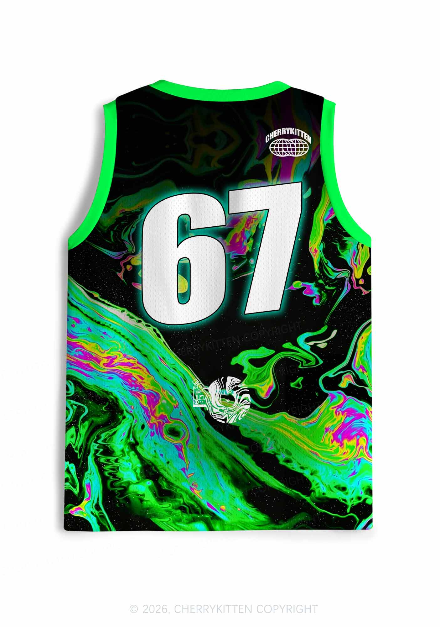 Green Liquid Swirl I Love Techno Slxts Y2K Sport Jersey Tank Cherrykitten