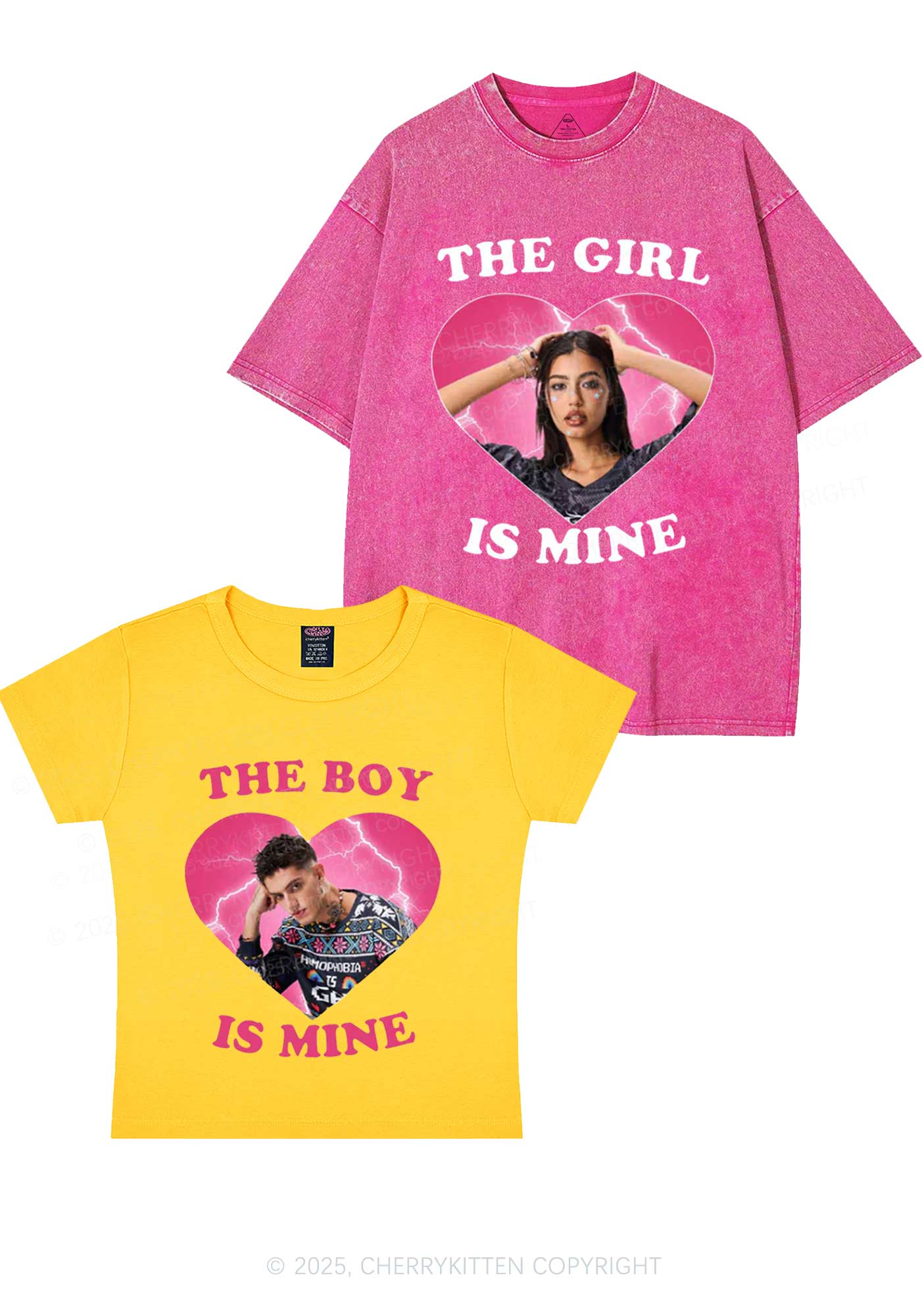 Custom Boy Girl Is Mine Y2K Valentine's Day Couple Shirt Cherrykitten