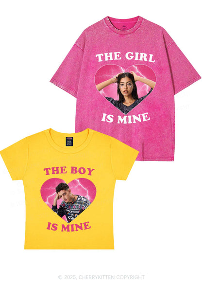Custom Boy Girl Is Mine Y2K Valentine's Day Couple Shirt Cherrykitten