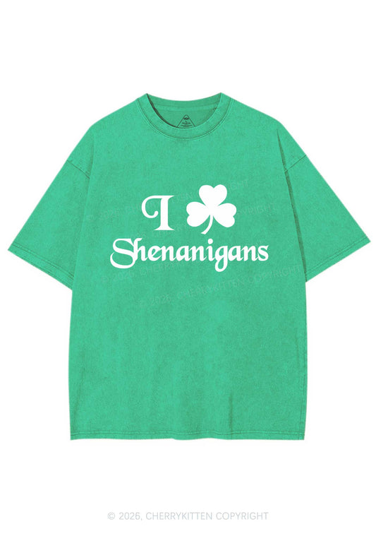 I Love Shenanigans St Patricks Y2K Washed Tee Cherrykitten