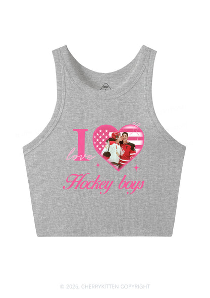 I Love US Hockey Boys HR Y2K Crop Tank Top Cherrykitten