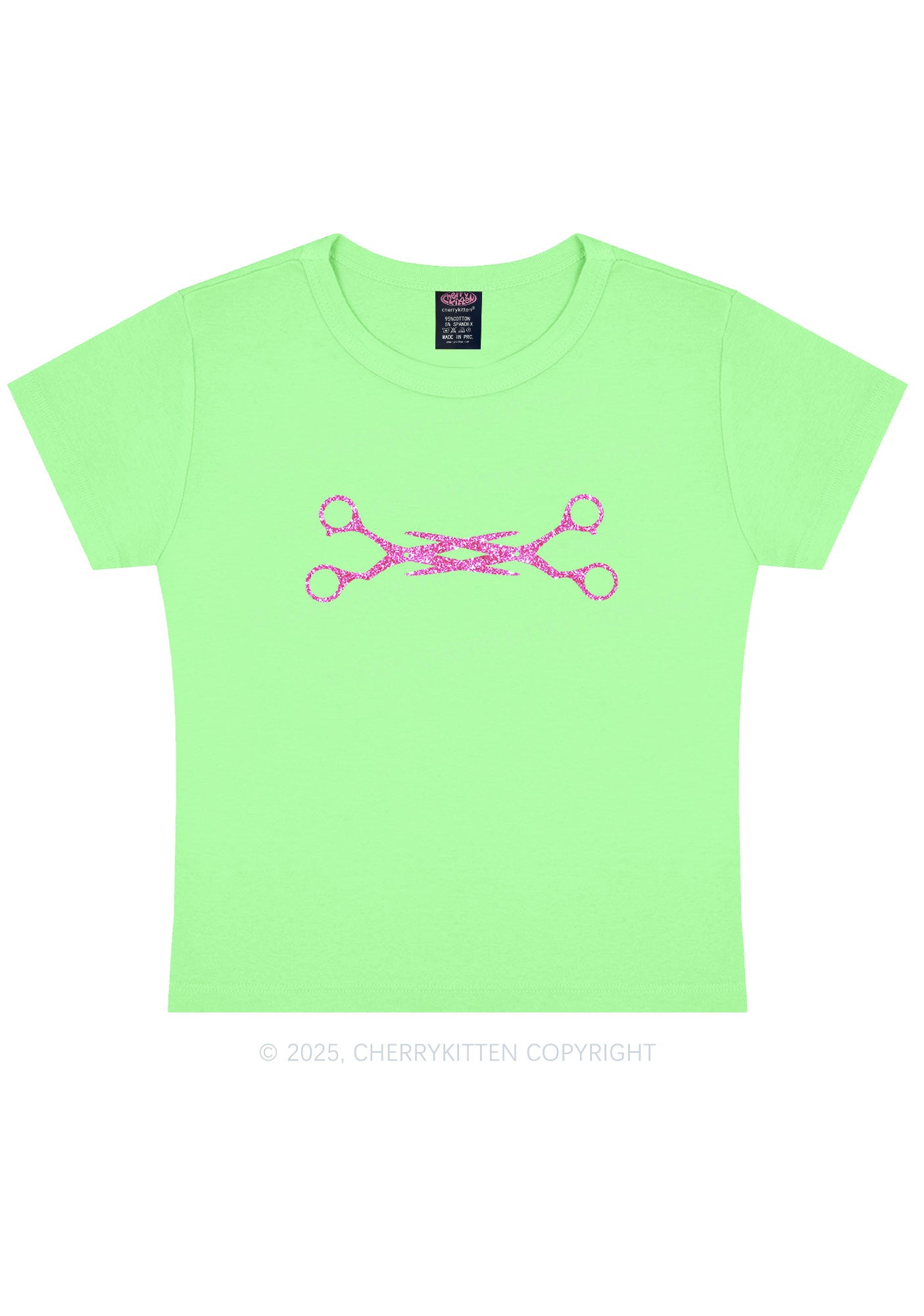Glitter Pink Scissor Pride Y2K Baby Tee Cherrykitten