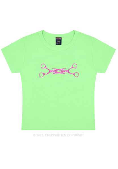 Glitter Pink Scissor Pride Y2K Baby Tee Cherrykitten