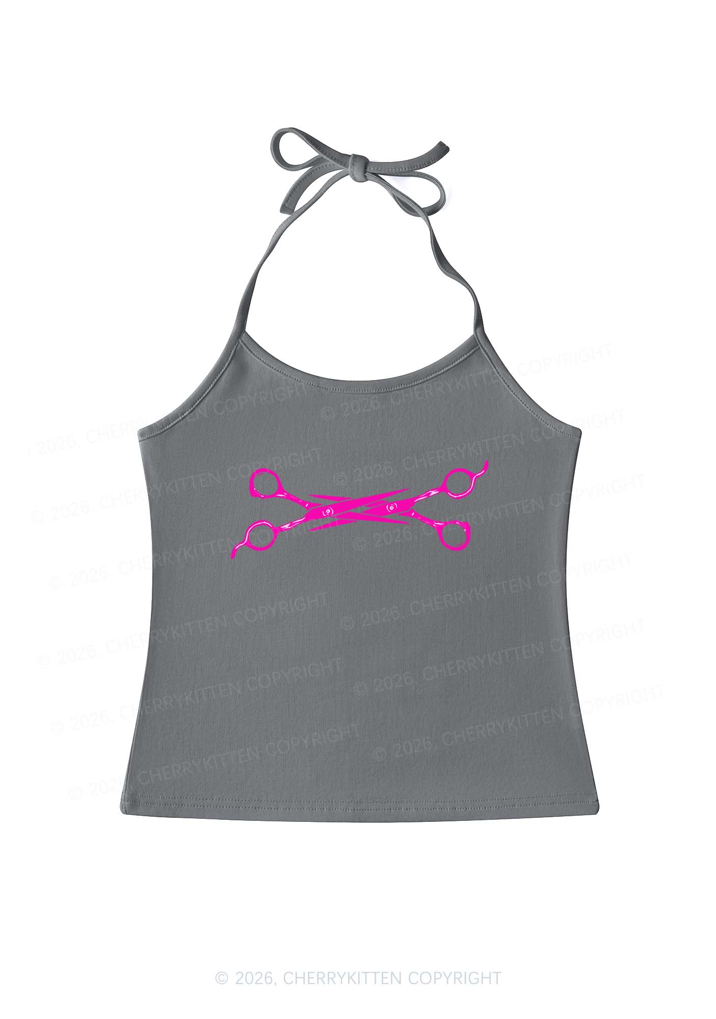 Pink Scissor Pride Y2K Halter Neck Cami Cherrykitten