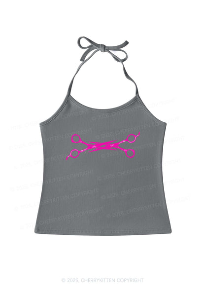 Pink Scissor Pride Y2K Halter Neck Cami Cherrykitten