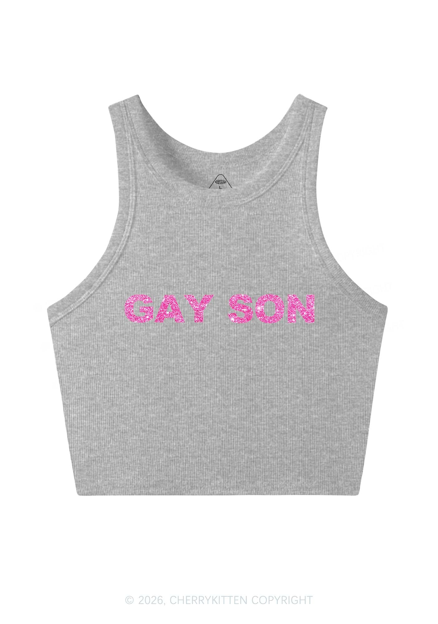 Glitter Gay Son Pride Y2K Crop Tank Top Cherrykitten